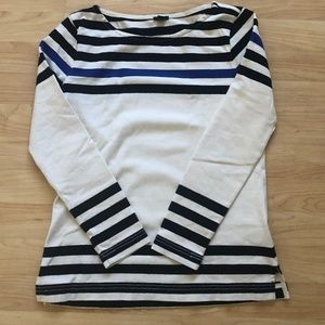 Blue & White Striped J. Crew 3/4 Sleeve Shirt